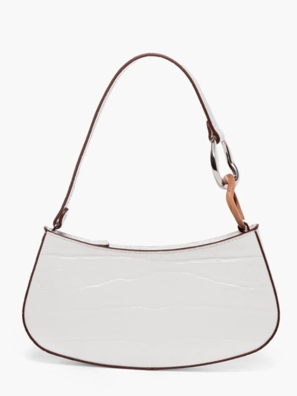 STAUD Ollie Bag, White Faux Croc